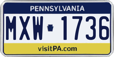 PA license plate MXW1736