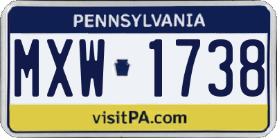 PA license plate MXW1738