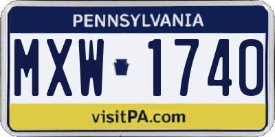 PA license plate MXW1740