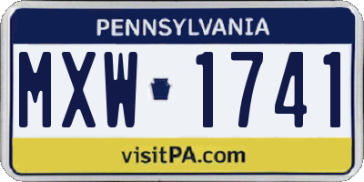 PA license plate MXW1741