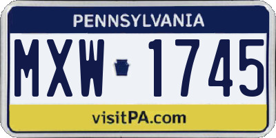 PA license plate MXW1745