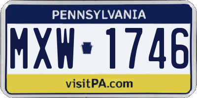 PA license plate MXW1746