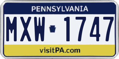 PA license plate MXW1747