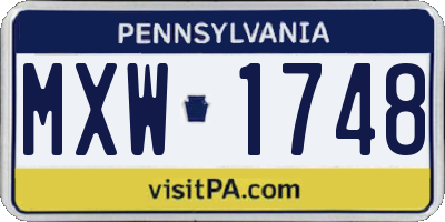 PA license plate MXW1748