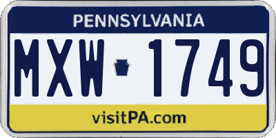 PA license plate MXW1749