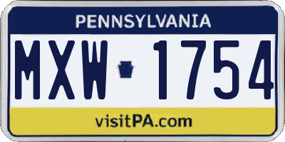 PA license plate MXW1754