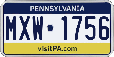 PA license plate MXW1756