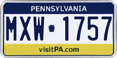 PA license plate MXW1757