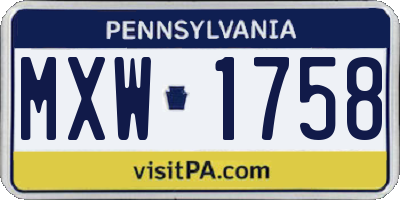 PA license plate MXW1758