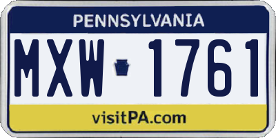 PA license plate MXW1761