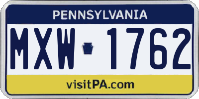 PA license plate MXW1762