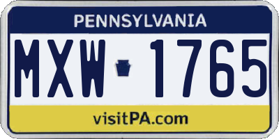 PA license plate MXW1765