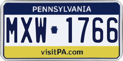 PA license plate MXW1766