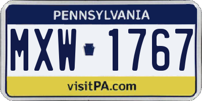 PA license plate MXW1767