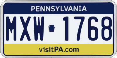 PA license plate MXW1768