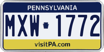 PA license plate MXW1772