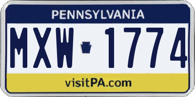 PA license plate MXW1774