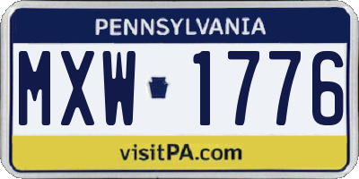 PA license plate MXW1776