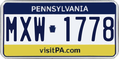 PA license plate MXW1778