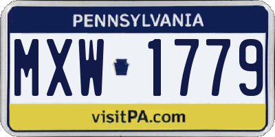 PA license plate MXW1779