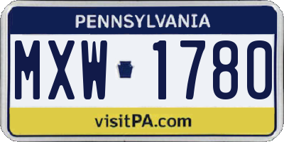 PA license plate MXW1780