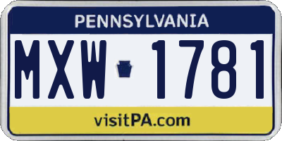 PA license plate MXW1781