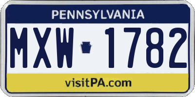 PA license plate MXW1782