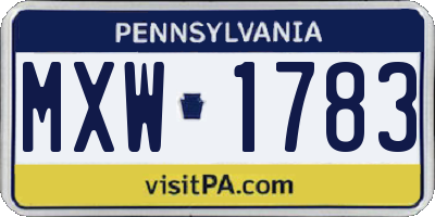 PA license plate MXW1783