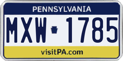 PA license plate MXW1785