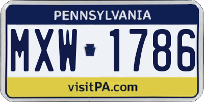 PA license plate MXW1786