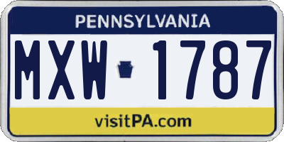 PA license plate MXW1787