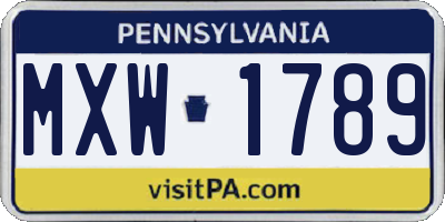 PA license plate MXW1789