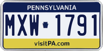 PA license plate MXW1791