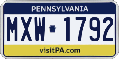 PA license plate MXW1792