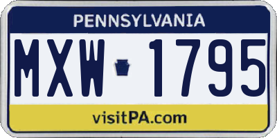 PA license plate MXW1795