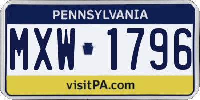 PA license plate MXW1796