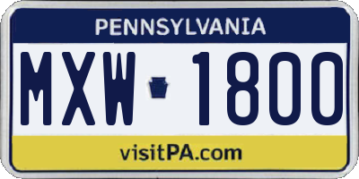 PA license plate MXW1800