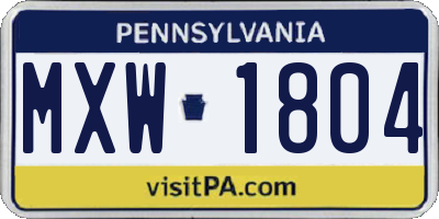 PA license plate MXW1804