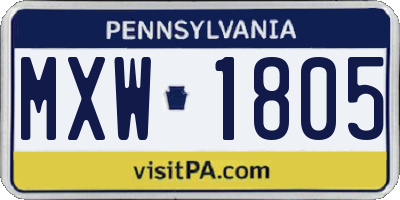 PA license plate MXW1805