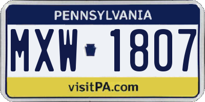 PA license plate MXW1807
