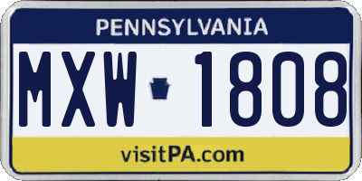 PA license plate MXW1808