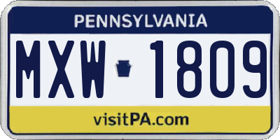 PA license plate MXW1809