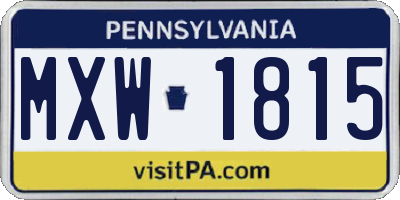 PA license plate MXW1815