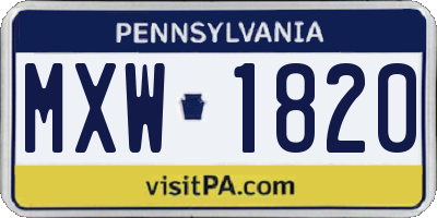 PA license plate MXW1820