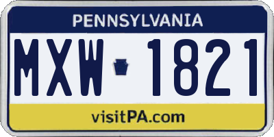 PA license plate MXW1821