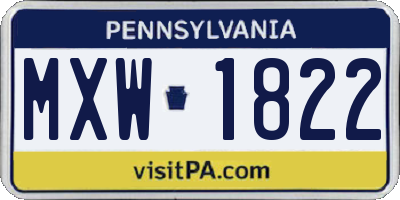 PA license plate MXW1822
