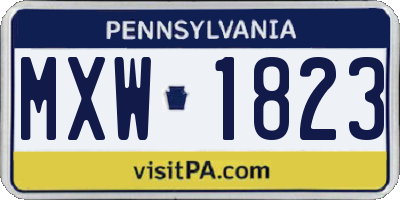 PA license plate MXW1823