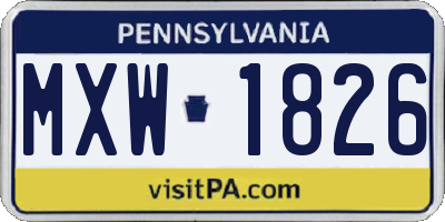 PA license plate MXW1826