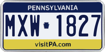 PA license plate MXW1827