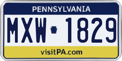 PA license plate MXW1829